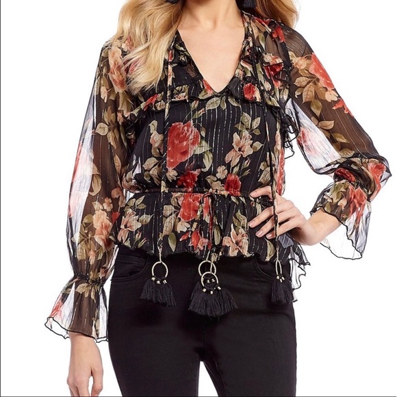 Chelsea & Violet Tops - New Chelsea & Violet Sheer Blouse With Tassels